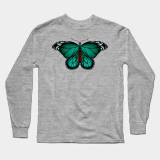 Teal Butterfly Long Sleeve T-Shirt